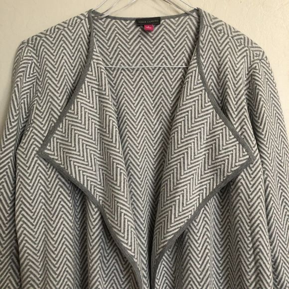 Vince Camuto Women’s Herringbone Cardigan Gray/White Size Large  Long Sleeve - Picture 3 of 8